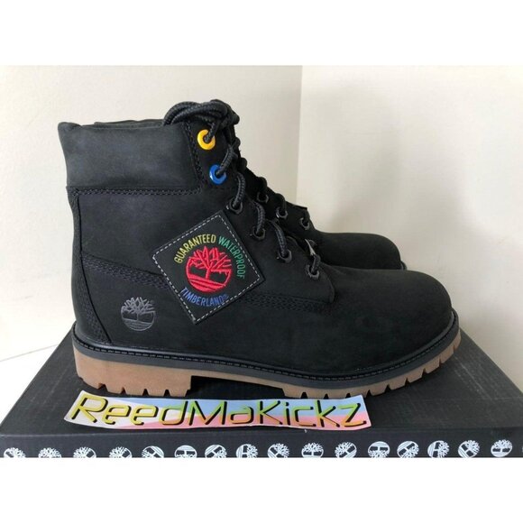 Timberland Boots 6 inch Black Patch Kids Youth Sizes TB0A2A75 001 - Picture 3 of 4